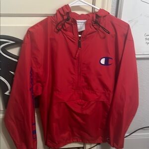 Champion Red Raincoat Lightweight Hooded Pullover